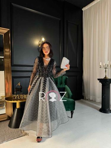 فستان اسود سهره باكمام طويلة