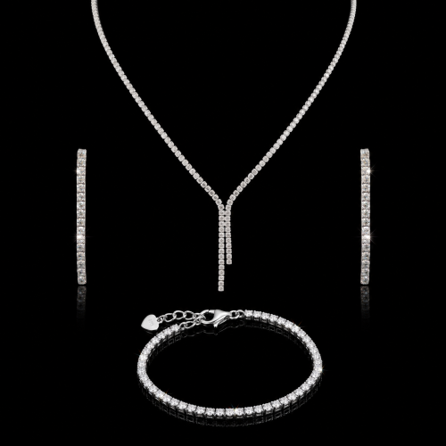 طقم فضة عيار 925 ( عقد - اقراط - سوارة )