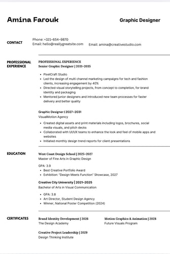 Curriculum vitae in both languages
