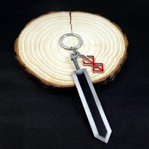 مجسم وميدالية سيف غاتس العظيم (Berserk: Guts Greatsword 12cm Metal Keychain) - إصدار الفضة العتيقة والمشبك الآمن
