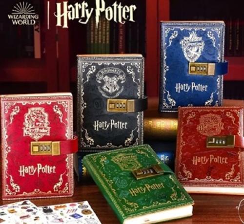 دفتر المذكرات السحري بقفل رقمي (Harry Potter PU Leather Lock Notebook) - إصدار بيت سلايدرين الفاخر