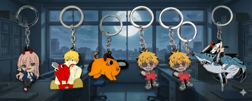 مجموعة ميداليات Chainsaw Man المعدنية (Metal Keych...