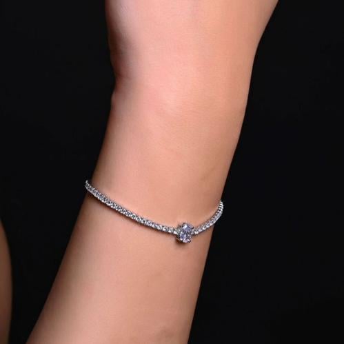 اسورة فضة عيار S925 (فصوص زيركون بيضاء مع فص ابيض)