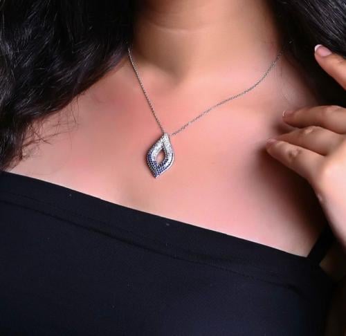 سلسلة فضة عيار S925 (زيركون ازرق وابيض)