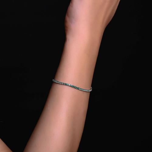 اسورة فضة عيار S925 (فصوص زيركون اللون اخضر)