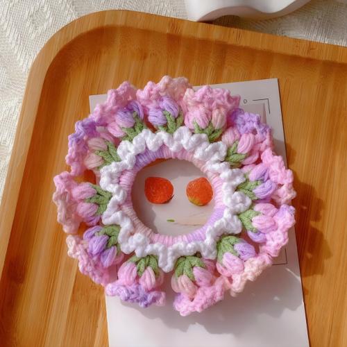 Pink flower hair tie