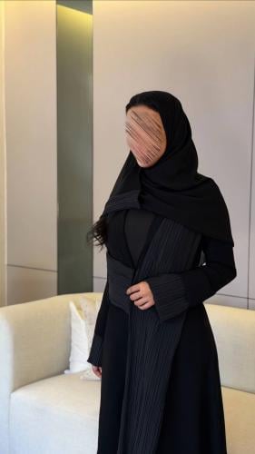 عباية صيفية كريب مع شيفون مكسر - متجر ثراء لاين