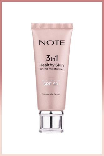 Note Cosmetics 3 في 1 مرطب ملون خفيف للبشرة الصحية بعامل حماية من الشمس SPF 50 كريم تفتيح لمعادلة اللون 00 درجة فاتحة