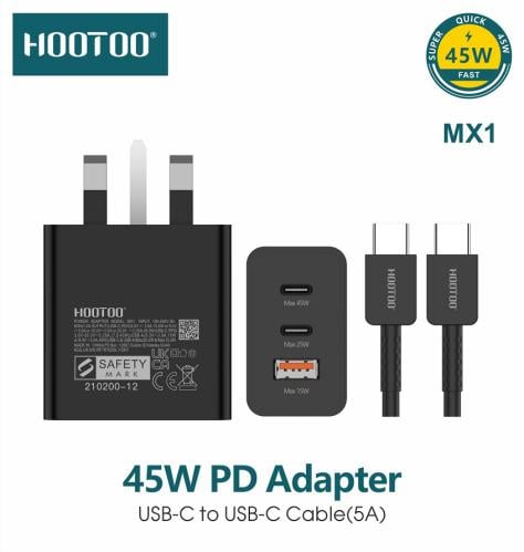 شاحن جداري بقوة 45 وات مع كيبل تايب سي من شركة هوت...