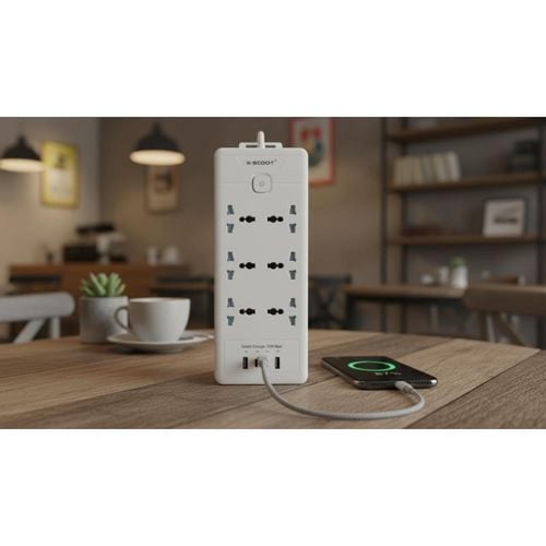 X-Scoot مقبس طاقة - مع 6 مقابس كهربائية و2 منافذ U...
