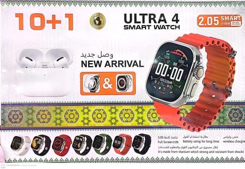 ساعة شبية ابل + 8 اساور متعددة الألوان + سماعة بلو...