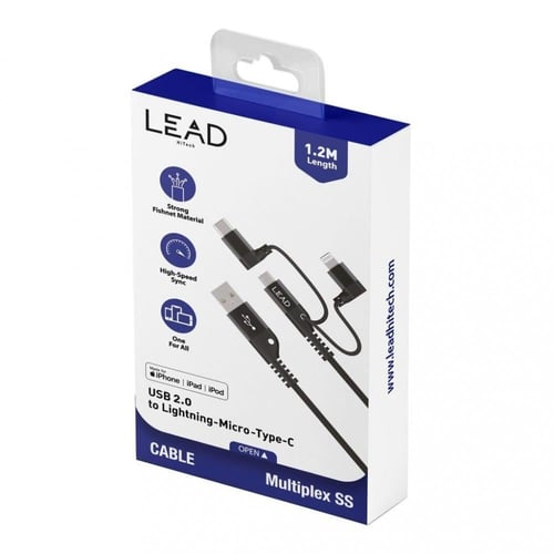 لييد كيبل 3 في1 لايتنيج معتمد من ابل (ميكرو _تايب...