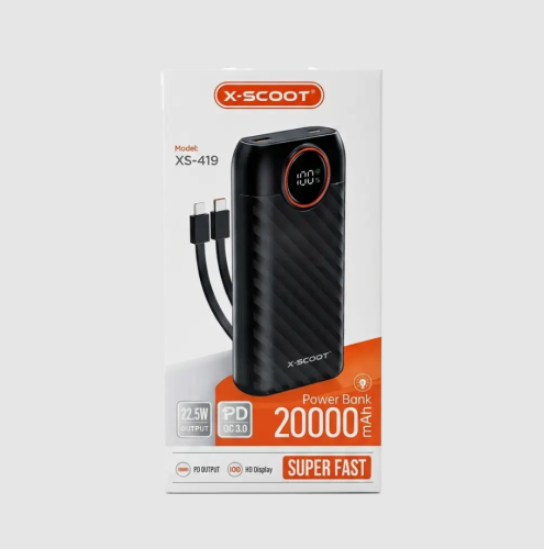 باور بانك مدمج كيابل- X-SCOOT XS-419 20000MAH Whit...