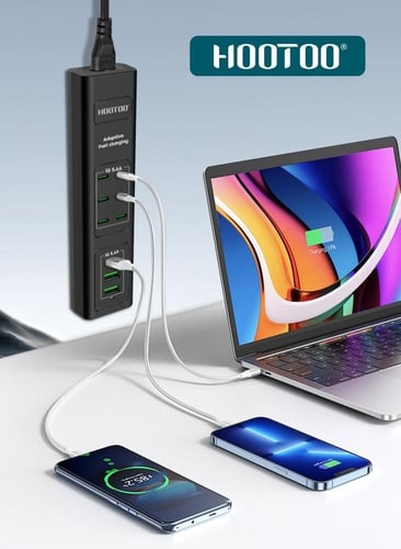 منصة شحن من شركة هوتو مزودة بـ 9 منافذ (6 منافذ من...