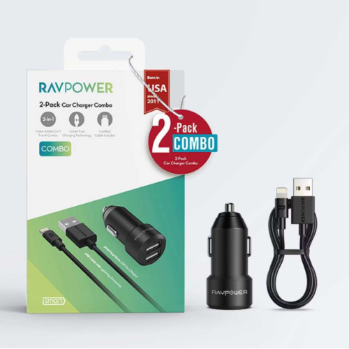 راف باور بورت يو اس بي شاحن سيارة كومبو‎-‎2