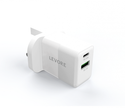 ليفوري شاحن جداري، 20 واط، منفذ يو أس بي سي بي دي...