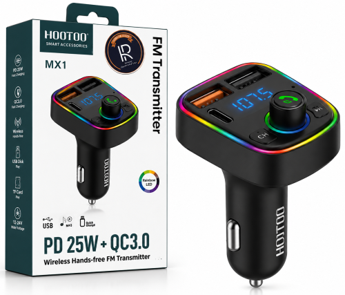 عرض 3 قطع FM Transmitter وشاحن سيارة HOOTOO MX1 PD...