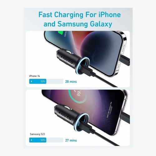 شاحن سيارة انكر بقوة 52.5 واط بمنفذ تايب سي ومنفذ...