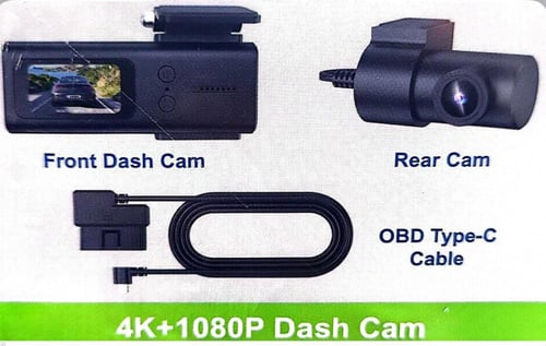داش كام فون بلانت 4k امامي خلفي HD مع كيبل OBD