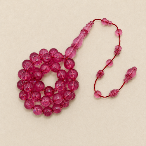 سبحة فاتوران وردي توتي شفاف | Transparent Berry Pink Faturan Misbaha