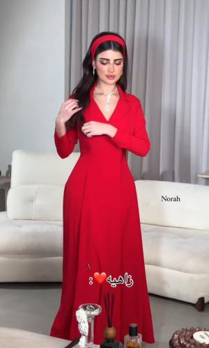 فستان نعم احمر تشطيب راقي قخم