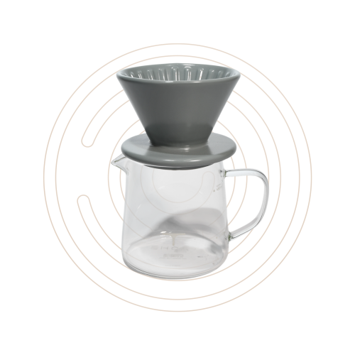تاش V60 طقم تحضير القهوة 01 لعدد 2 كوب رمادي فاتح
