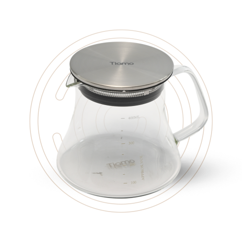 تيامو إناء تقديم القهوة بغطاء زجاج 400 مل