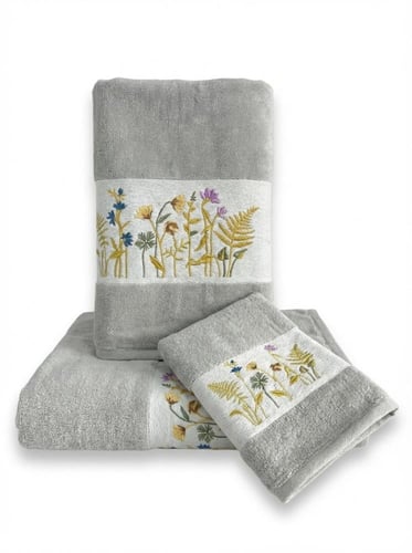 طقم مناشف مطرز 3 قطع