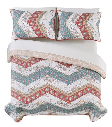 بيغ ون | غطاء سرير بحشوة مضغوطة مزدوج 3 قطع