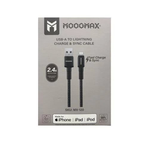 سلك شاحن USB الى ايفون مع مخرج 2.4 أمبير قماش 1 مت...