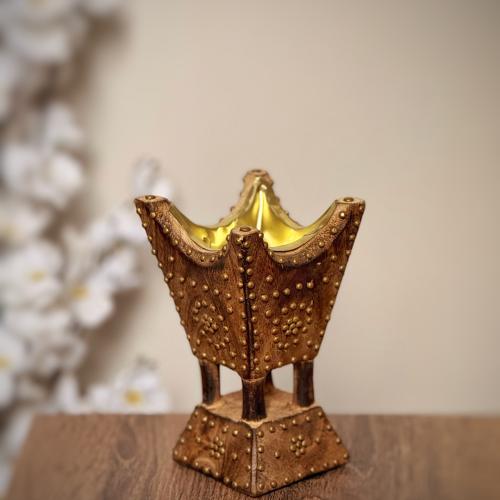 مبخرة خشب طبيعي نحت يدوي غامق