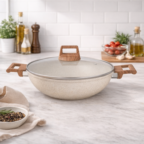 قدر المنيوم جرانيت مسطح 24 سم