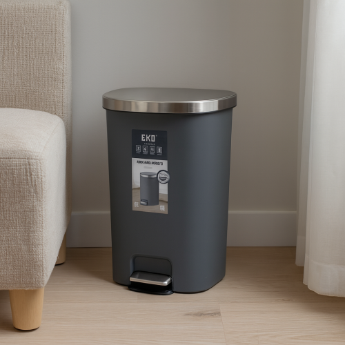 حاوية مهملات ايكو بلاستيك 45 لتر رمادي EK62661