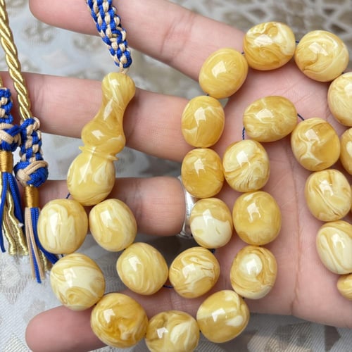 سبحة كهرمان كلنقرادي بيض حمام