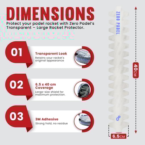Zero Padel Racket Protector, Transparent - Large