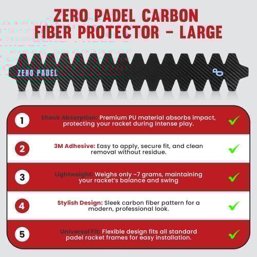 Zero Padel Racket Protector, Black Carbon Fiber -...