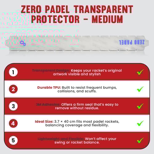 Zero Padel Racket Protector, Transparent - Medium