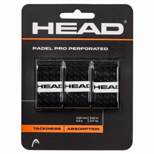 Head Padel Pro Perforated Overgrips, Black, 3 Unit...