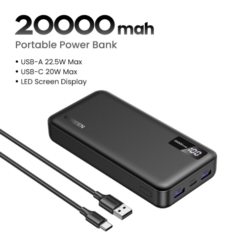باور بانك UGREEN 20000mAh أو 10000mAh – شحن سريع P...