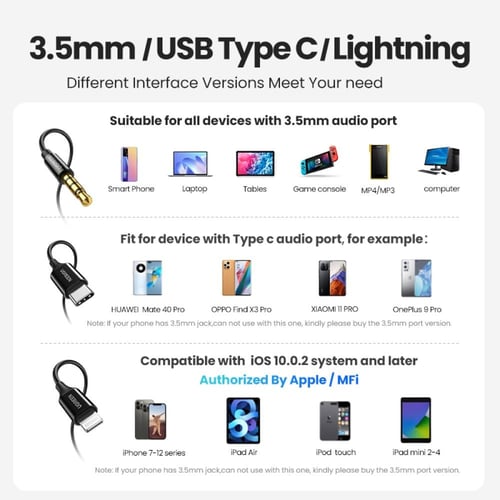 سماعة سلكية UGREEN داخل الأذن مع ميكروفون – 3.5mm...