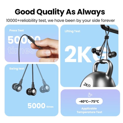 سماعة سلكية UGREEN داخل الأذن مع ميكروفون – 3.5mm...