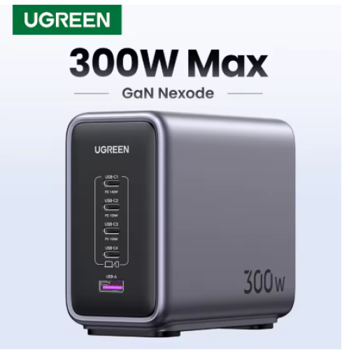 شاحن UGREEN GaN مكتبي بقدرة 300W – PD 3.1 سريع لشح...