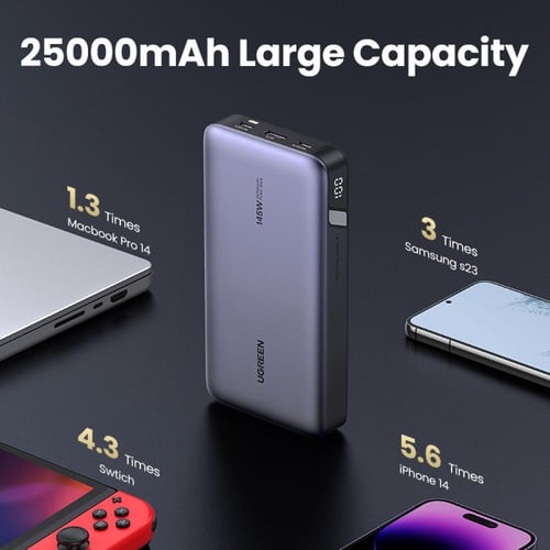 باور بانك UGREEN 25000mAh – شحن سريع PD حتى 140W