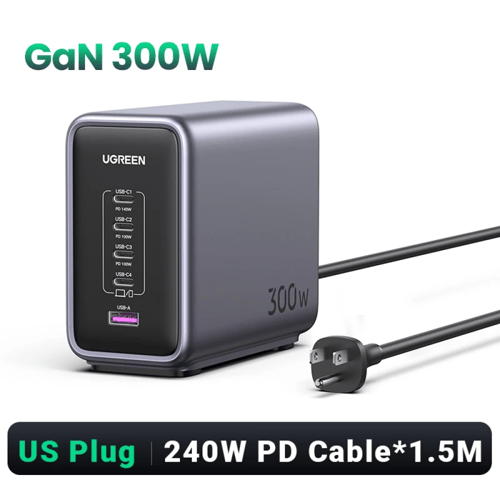 شاحن UGREEN GaN مكتبي بقدرة 300W – PD 3.1 سريع لشح...