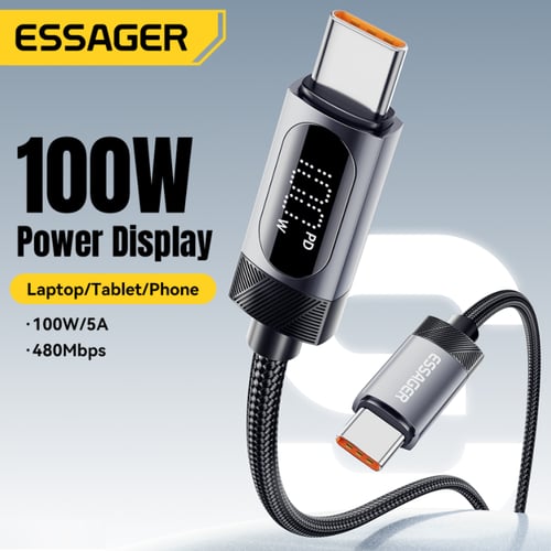 كابل USB-C بشاشة رقمية LED – شحن سريع 100 واط PD و...