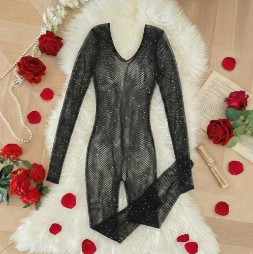 جمبسوت تيدي من شبكة الصيد مزينة بالكريستالات اللام...