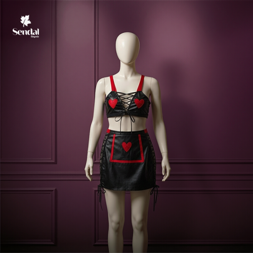 طقم لانجري تنكري رومانسي بلمسات قلوب وقصة مجسّمة و...