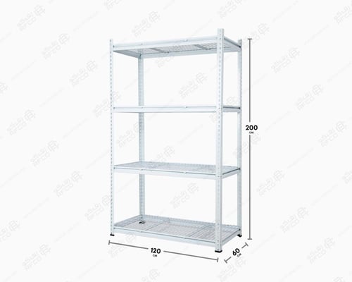 ارفف حديد ابيض 4 رفوف شبك حمولة 200kg لكل رف