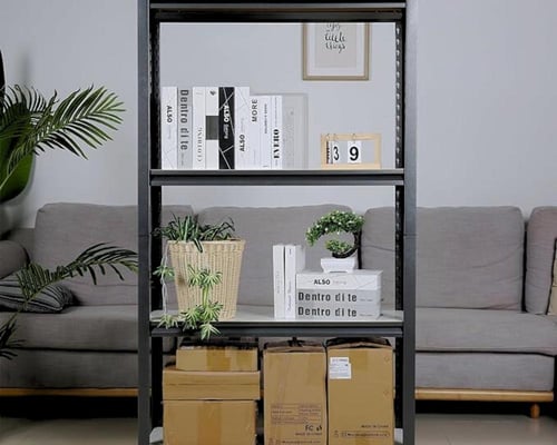 رف تخزين حديد أبيض بـ 5 ارفف خشبية – حمولة 200 كجم...