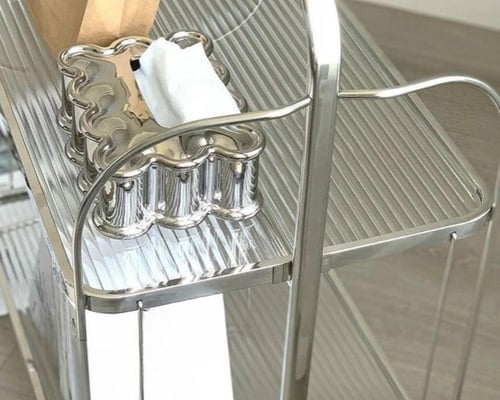 عربية تقديم زجاج 2 رف استيل TR004